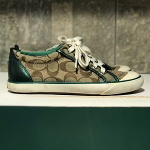 Bronze/Brown/Green Coach sneakers